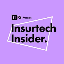 Logo for "Insurtech Insider" presented by 11 FS, featuring bold black text on a lavender background with geometric graphic elements.