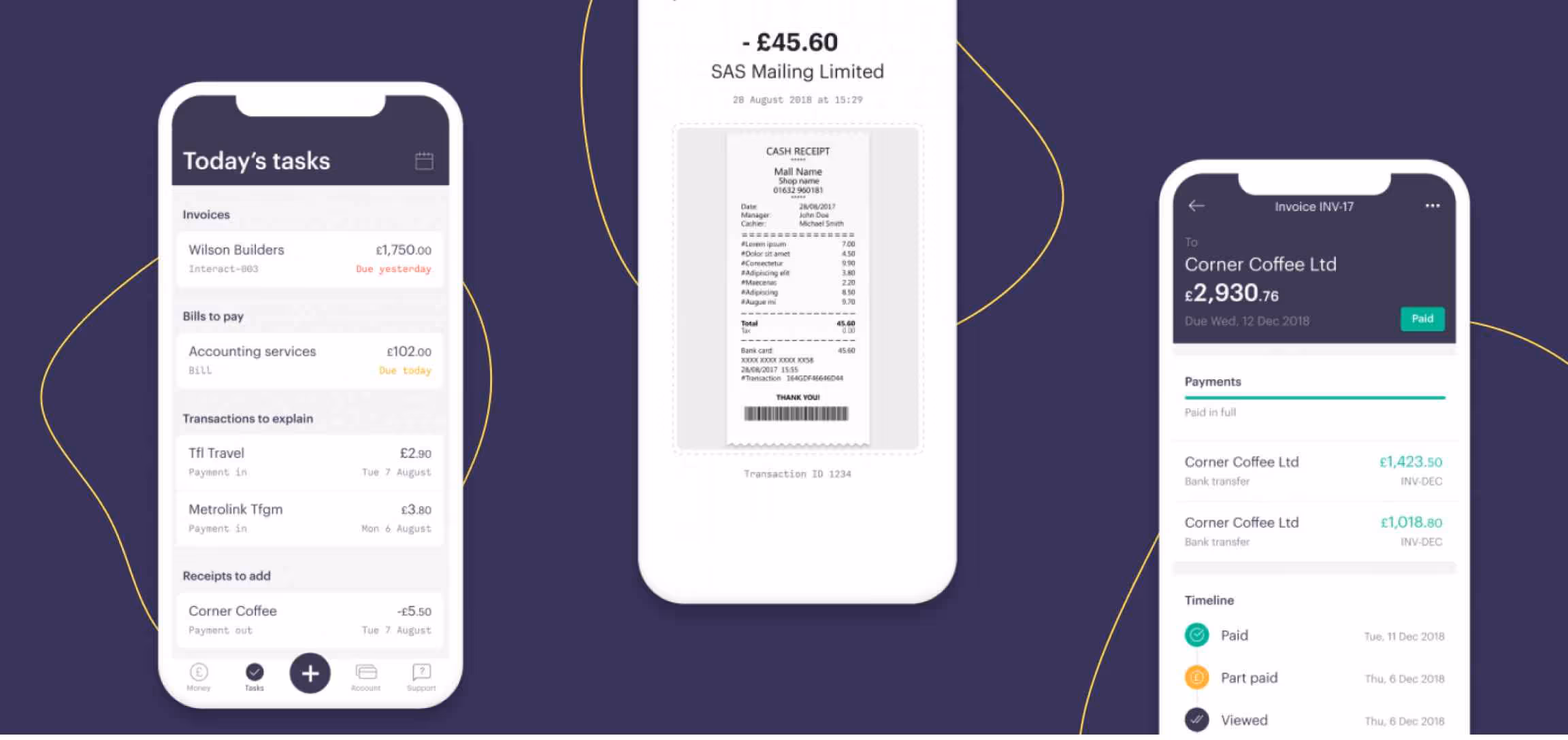 Mettle banking app transaction screen examples