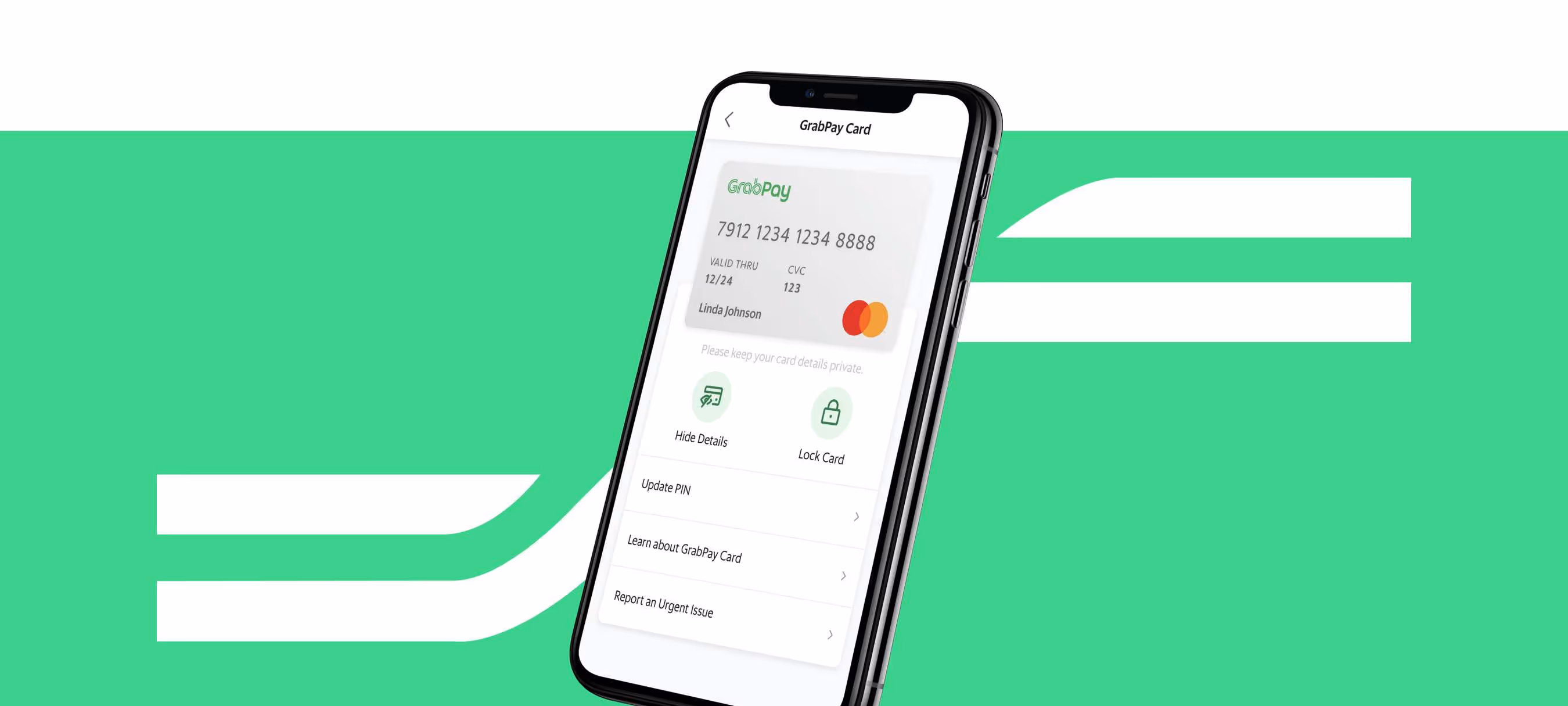 Grab mobile app card screen