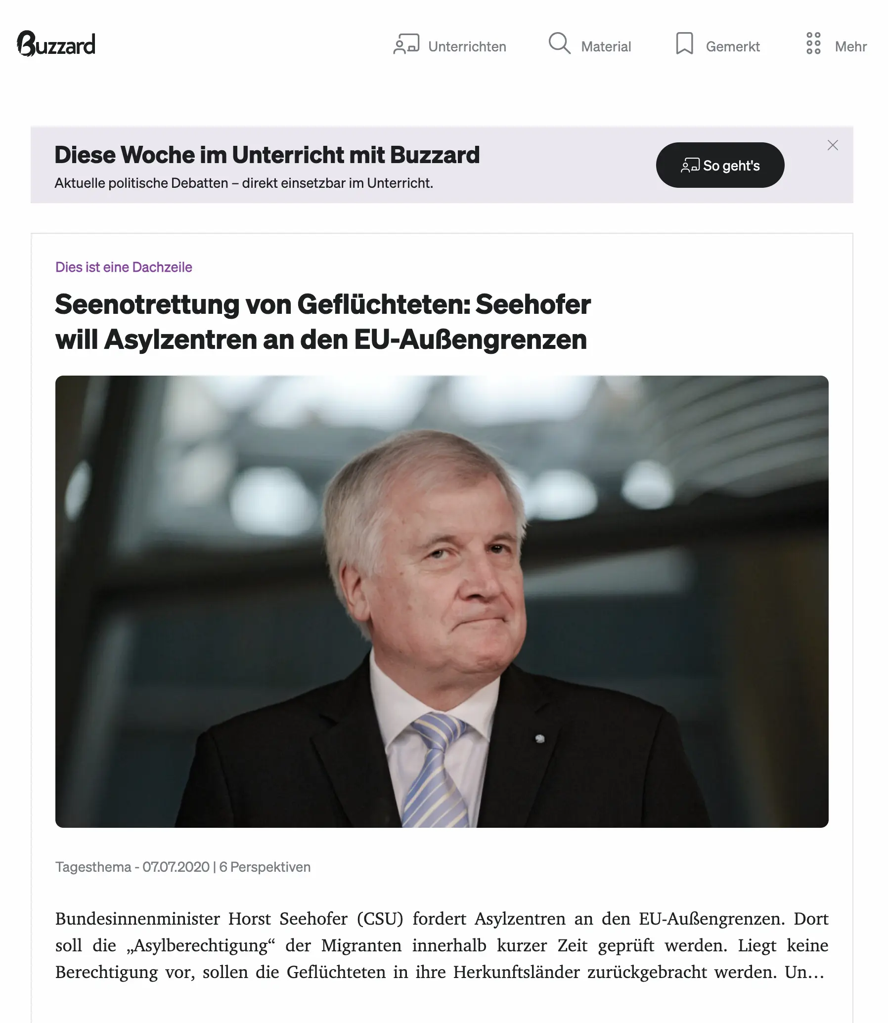 Neue StartseiteAktuelle Debatten, Unterrichtsstunden und direkte Einstiege für Lehrkräfte.