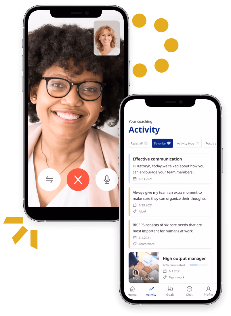Personalized leadership coaching interface in platform