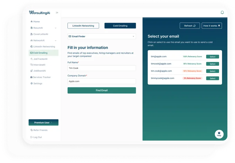 cold emailing email finder networkai