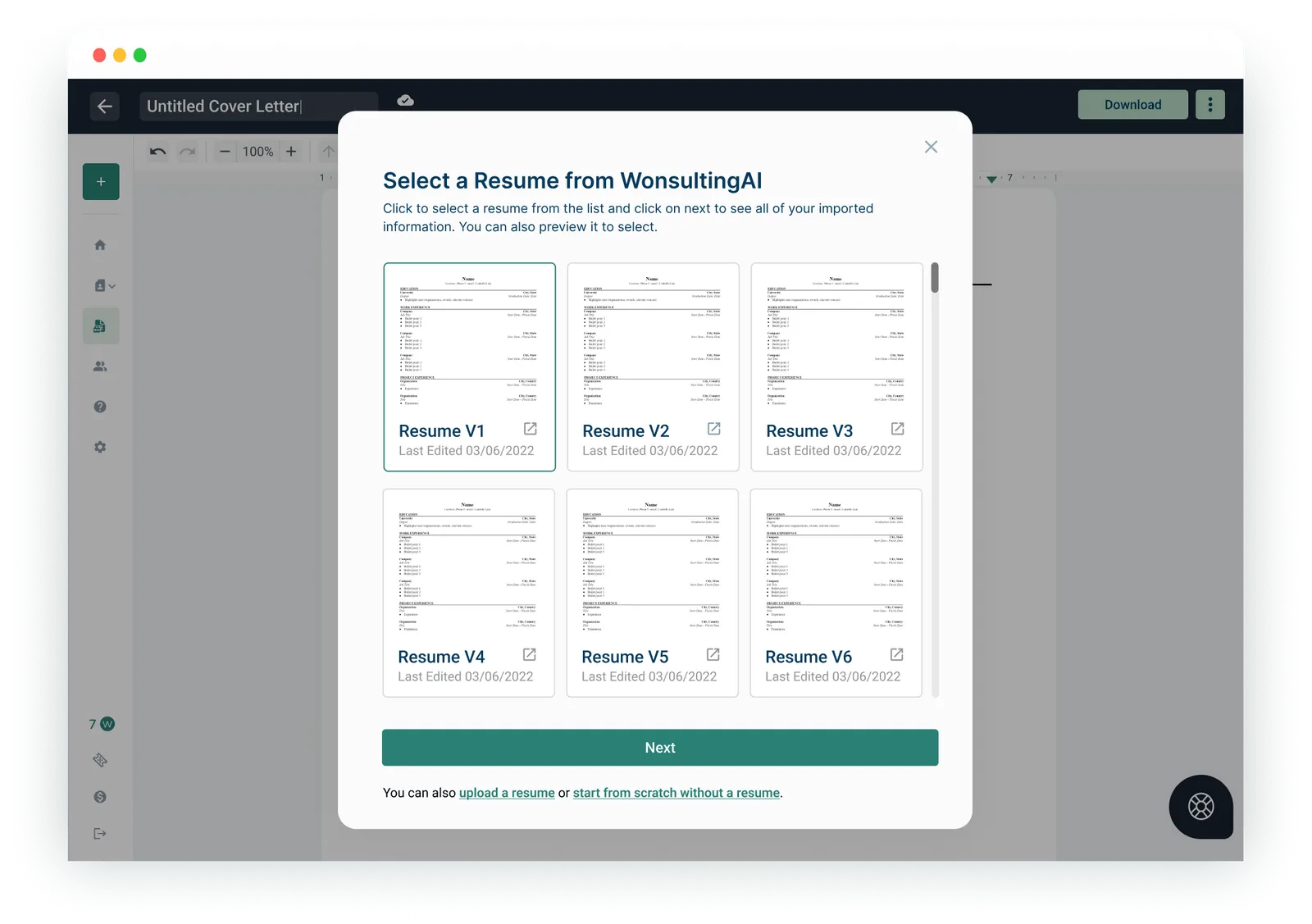 Cover letter ai select resume resumai