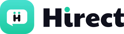 Hirect logo with green speech bubble icon and black text.