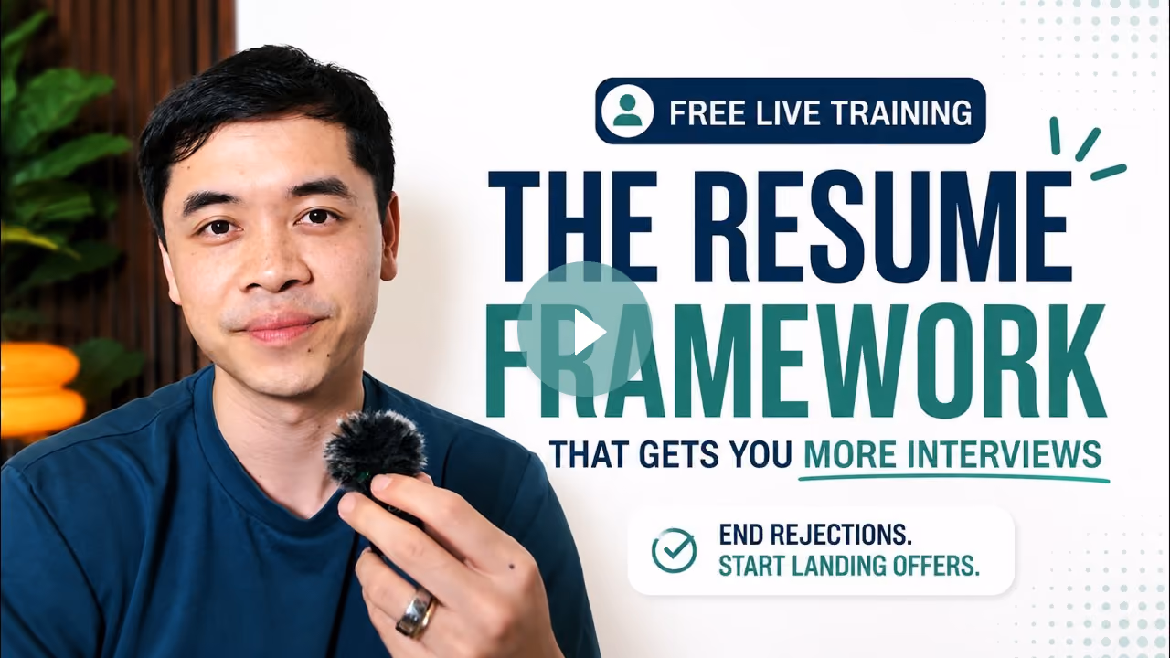 Man pointing and smiling with text: How to land your next job in 120 days free live training.