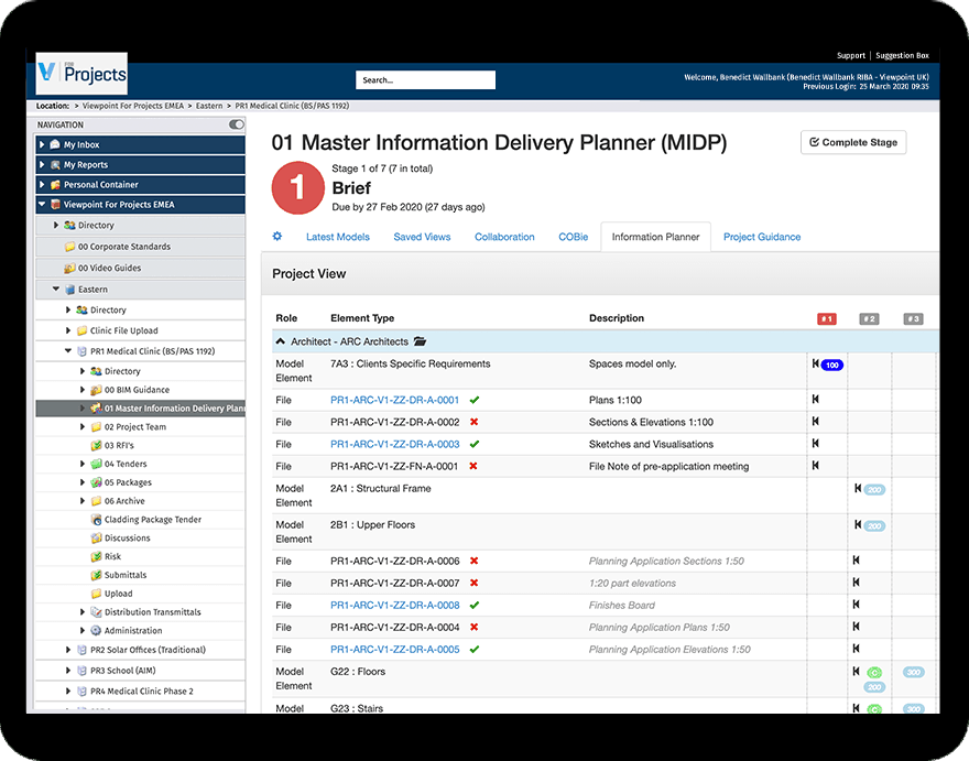 Viewpoint project dashboard