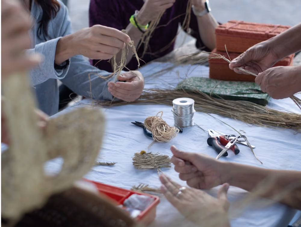 Traditional esparto grass weaving workshop