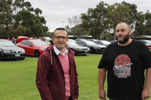 At Princess Park were Local MP Tony Piccolo with local resident Ian Barlow who organised the Save the Adelaide 500 cruise last year.