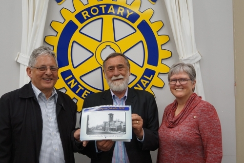 At the Rotary Club of Gawler Glimpses of Gawler 2018 Calendar were (from left) Kim Potger (Events Committee), Brian Thom and Marie Louise Lees (President of the Gawler Rotary Club).