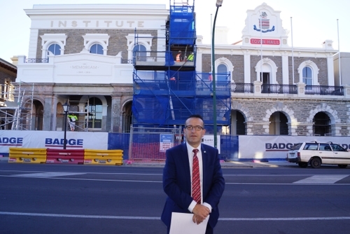 Local MP Tony Piccolo outside the Gawler Civic Centre.