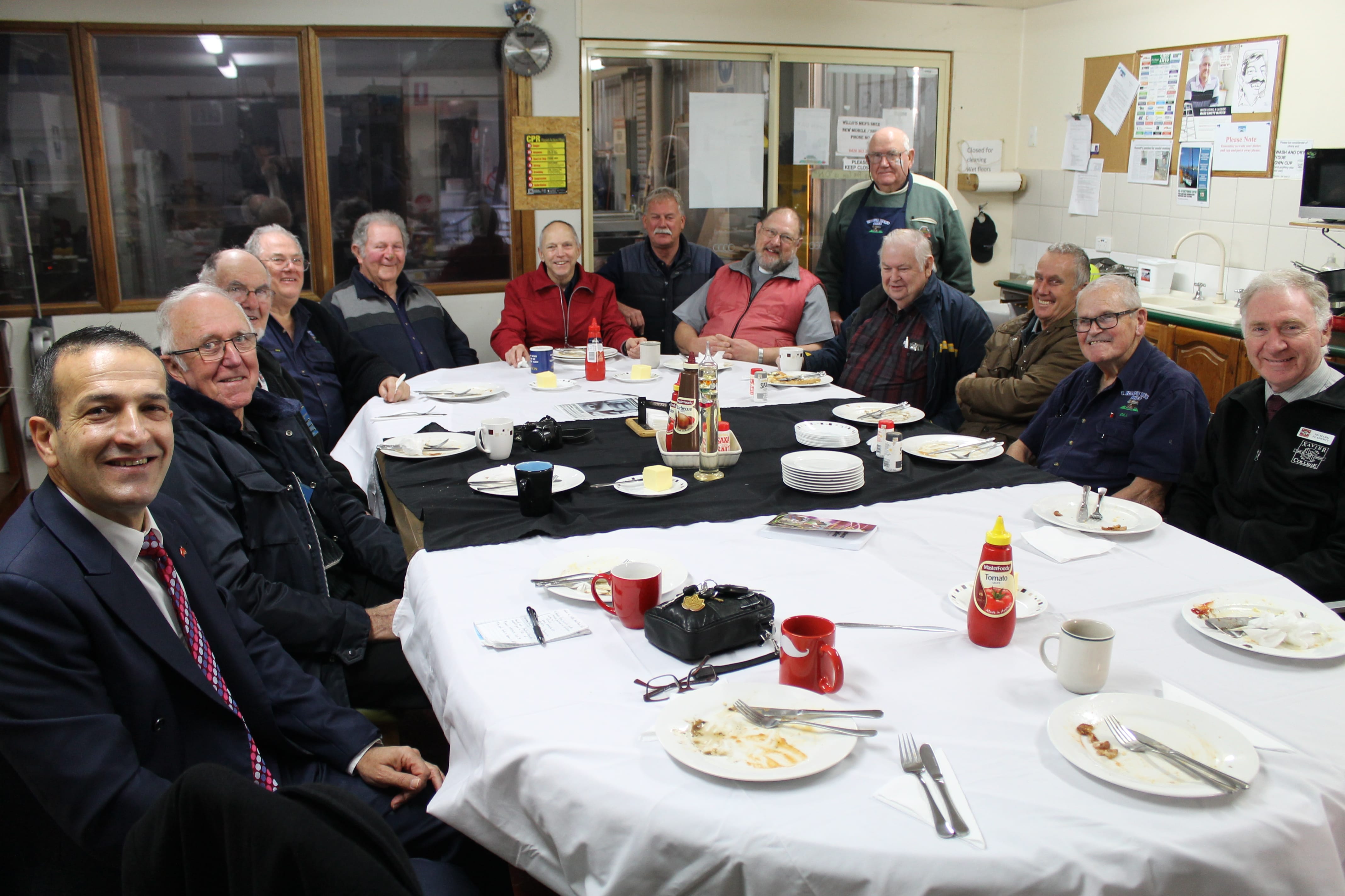 Some of the men that attended the BBQ Breakfast hosted by Willo’s Men’s Shed during IMHW. 