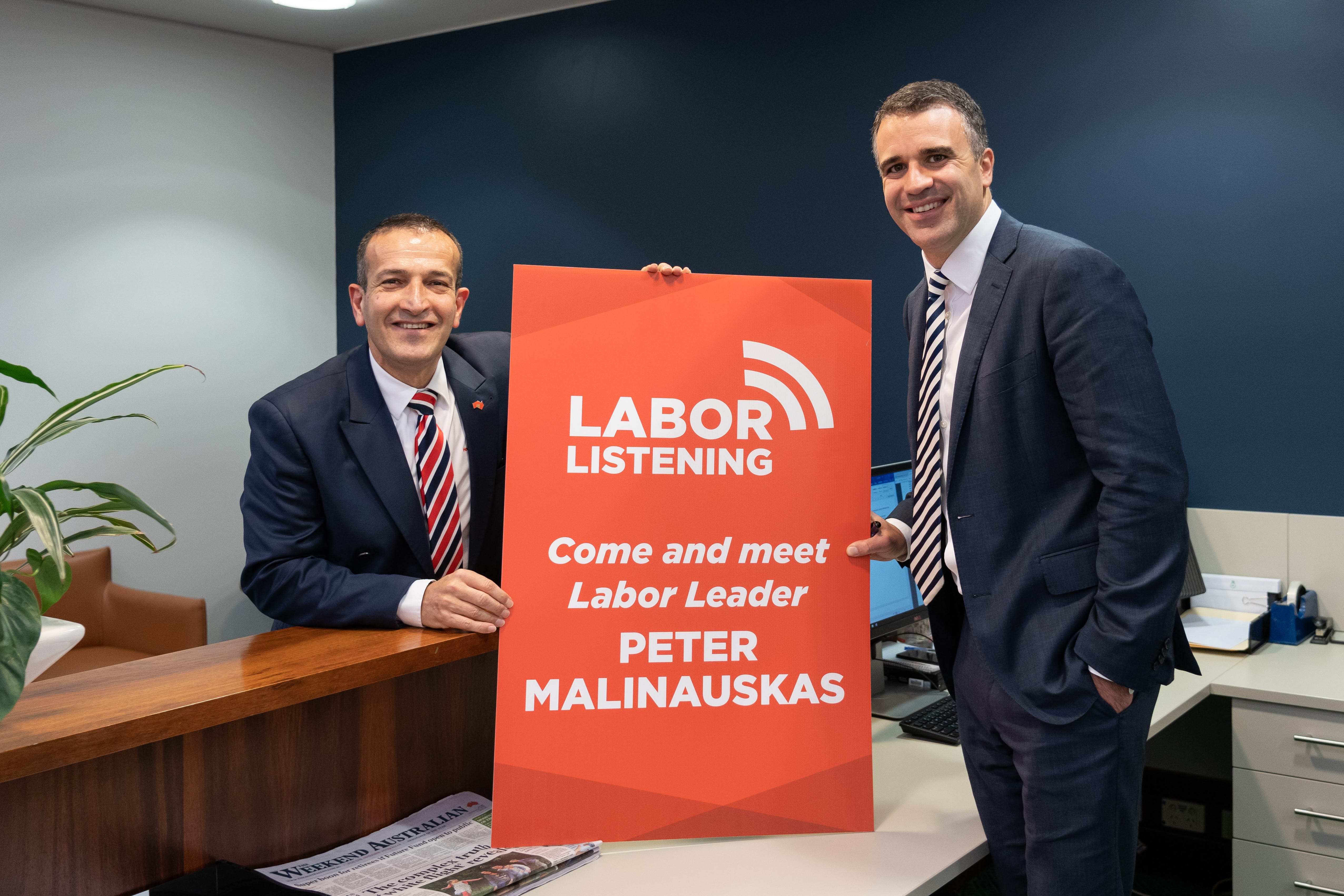 Getting ready to visit Munno Para and Gawler is Labor Leader Mr Peter Malinauskas (pictured with local MP Tony Piccolo) 