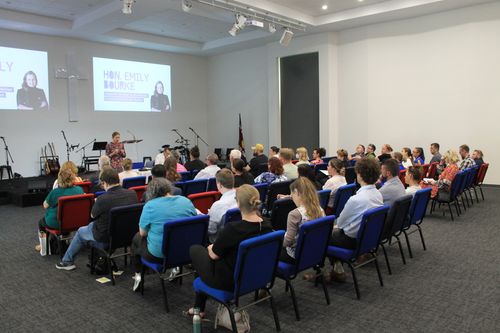 The Assistant Minister for Autism, the Hon Emily Bourke MLC, addresses the forum