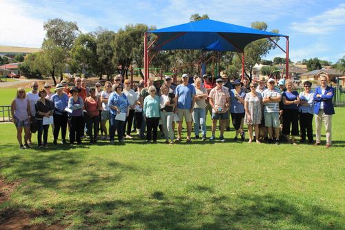 Some of the residents at the community forum on Saturday morning at Evanston Park.