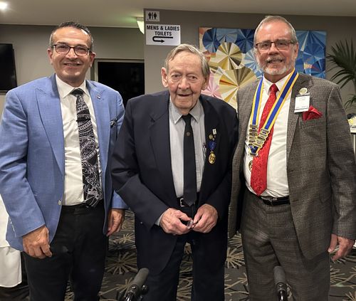 Tony Piccolo MP, with Dr Bruce Eastick and Gawler Rotary President, John Lyons at the Rotary 70th Birthday Celebrations.