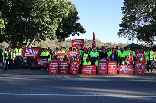 Local MP Tony Piccolo with some of the Pernod-Ricard Winery Workers during the week.