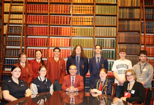 (Back row from left) Xavier College students, Bridie McIIduff, Emily Nicol and Ryan Lane-Ellis, Trinity College students, Logan Phillips and Daniel Hlinak, Gawler and District College student, Brodie Nottle, and Northern Adelaide Senior College student Bradley Finch.
(Front Row from left) St Patrick’s Technical College students, Chloe Prior and Flora Hutton, Tony Piccolo MP, Trinity College student Sarah Cowburn and Northern Adelaide Senior College student, Clare Gates.