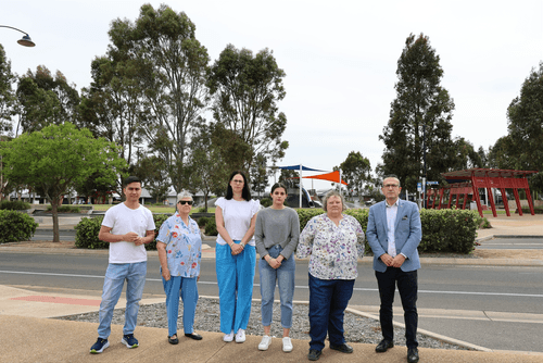 With Tony Piccolo MP are 5 of the 8 councillors who supported the motion to OPPOSE the granting of a gaming license - From left are Crs. Arifi, Small-wood-Smith, Karlsen, Vandepeear, and Halls.