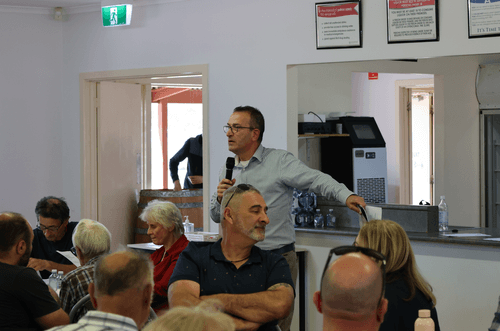 Tony Piccolo MP addressing the recent community forum to discuss the Southern Rural Areas response to the GARP.