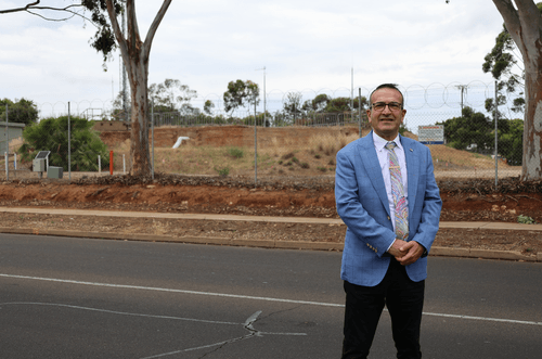 Tony Piccolo outside the site of the existing tank which will be replaced to ensure water security.