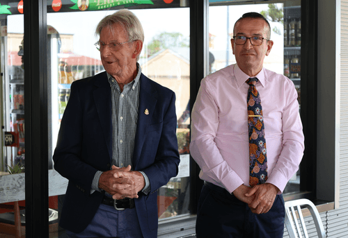 Mayor Bill with Tony Piccolo at the recent announcement of the National Small Towns Reinvention Conference at Kapunda.
