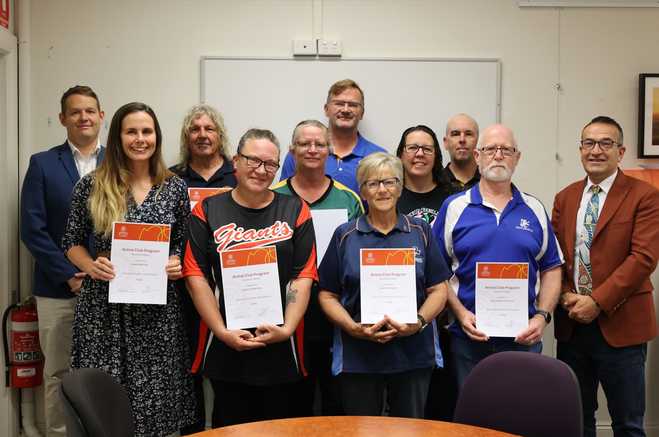Light Electorate Office Manager James Agness, Gawler BMX Club’s Melissa Dudek, BL&G Umpires Association’s Tim Asher, Giants Softball Club’s Helen Villis, Gawler Gymnastics Club’s Anna Lobegeiger, Gawler Eagles FC’s Peter Broelman, Gawler Girl Guides’ Sue Cruickshank, Rockabellas Roller Derby League’s Jenny Hart, Gawler Central Sporting Club’s South Gawler Cricket Club’s Stuart Nas and Tony Piccolo MP.