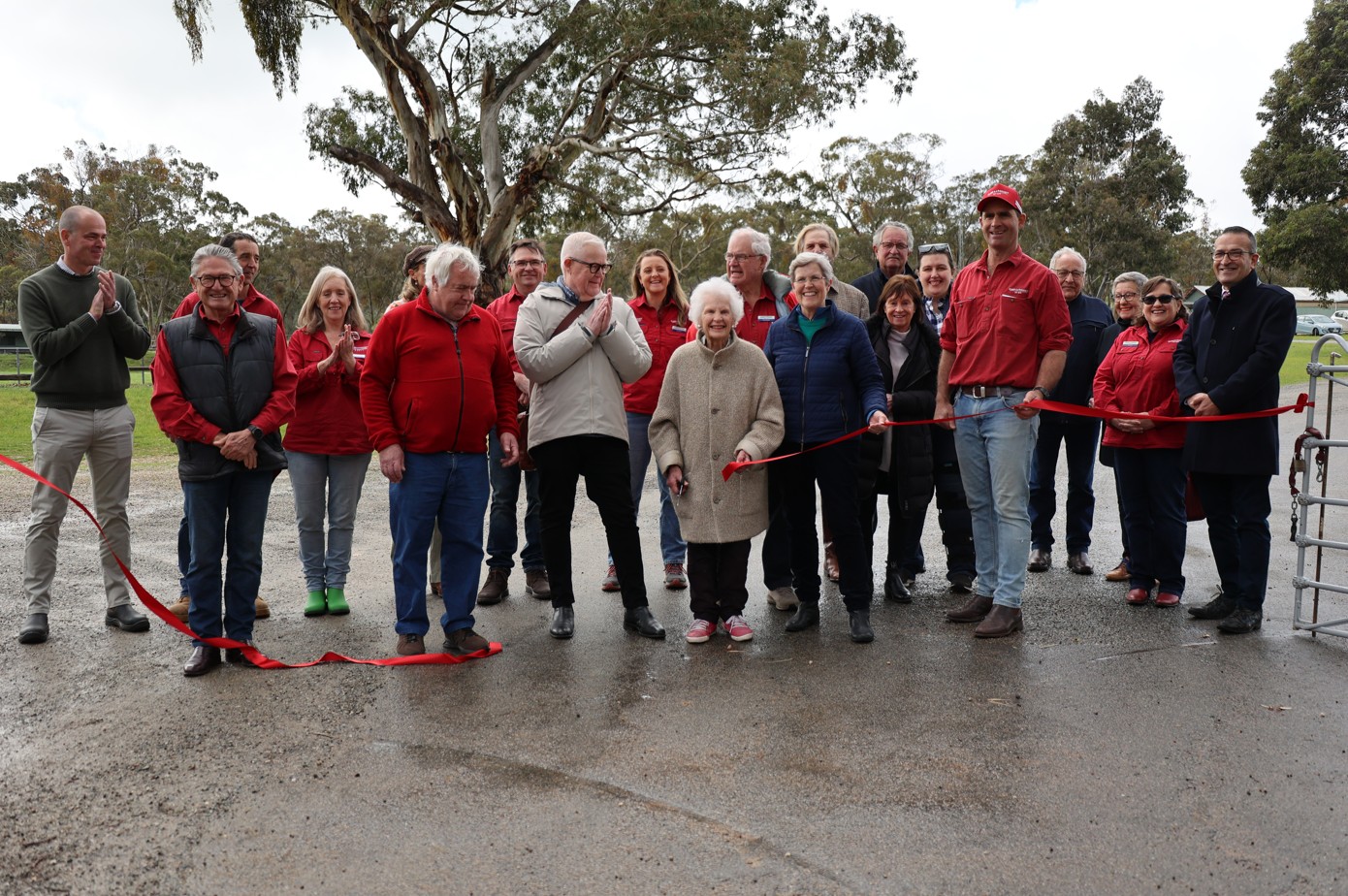 Catriona, Charles, Janet and Hamish Angas with Tony Piccolo MP and Clare Agricultural & Horticultural Society's Sid Nicholls and the rest of the team during the official unveiling of the Angas Gates.