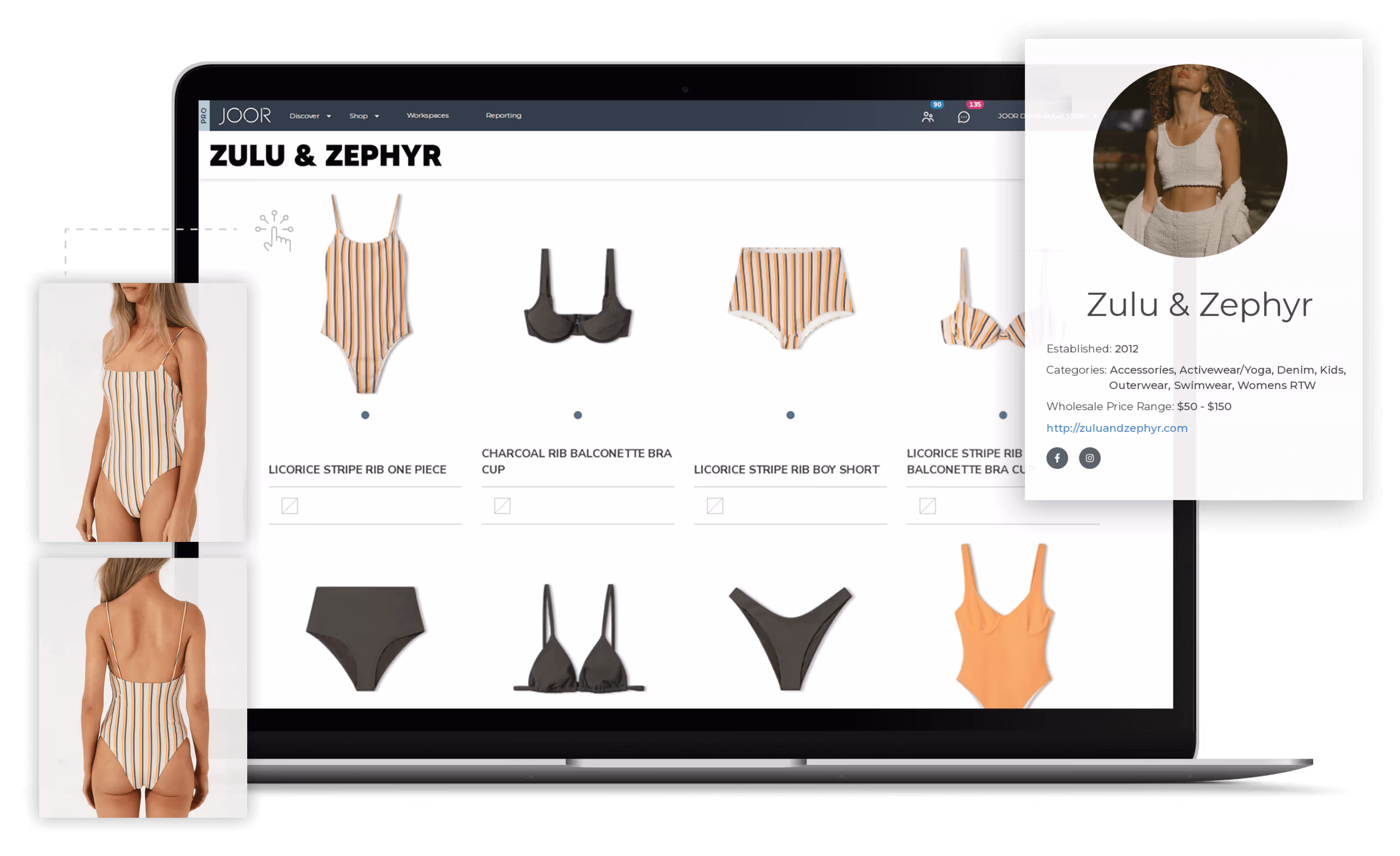 Zulu & Zephyr swimwear featured on JOOR's platform