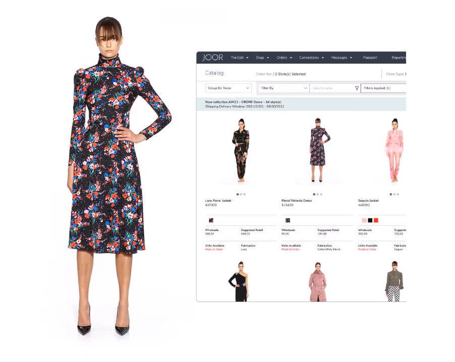 A brand showcasing their collection on JOOR