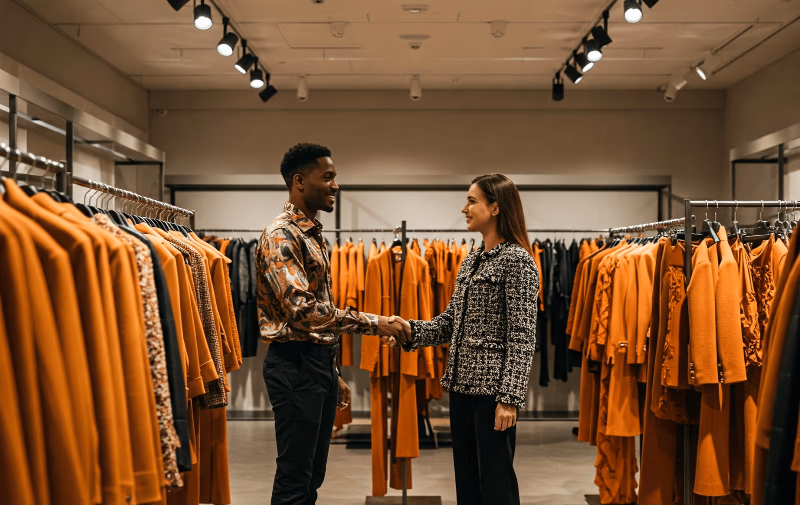 Two Fashion Industry Executives Meeting to Discuss Partnership