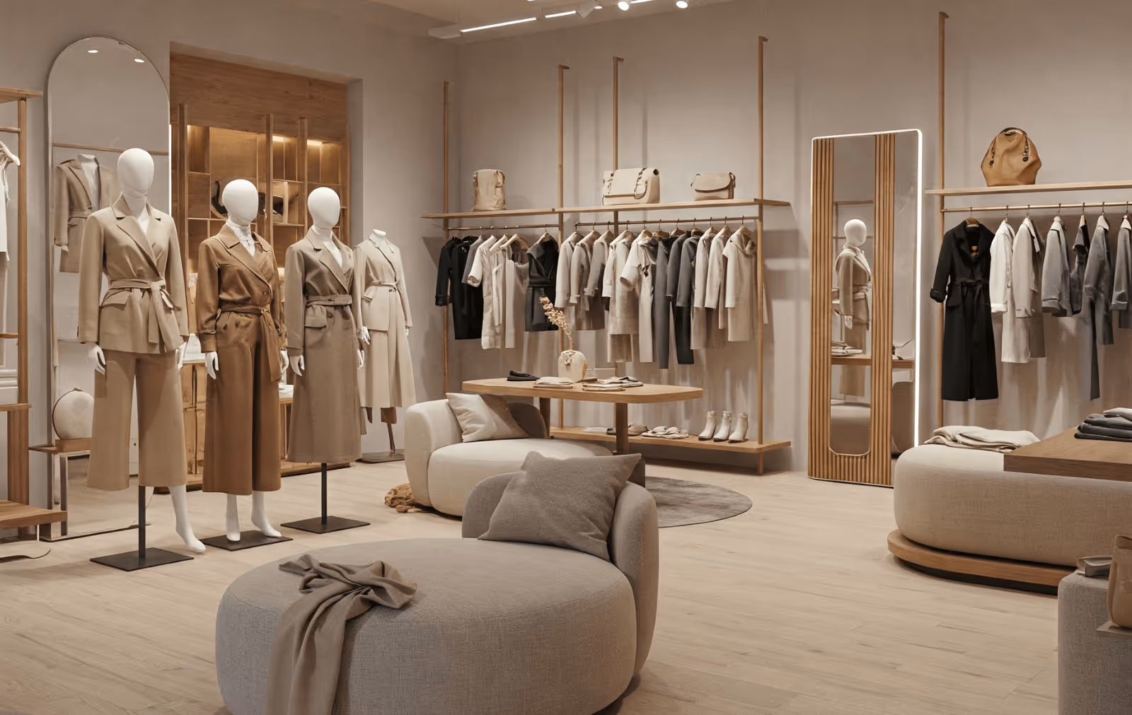 Neutral Virtual Fashion Showroom with Garments