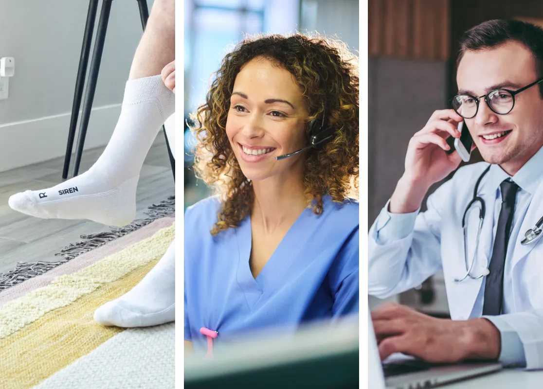 A pair of charcoal-colored Siren Socks laid out on a white marble surface next to their sleek retail packaging and a smartpho