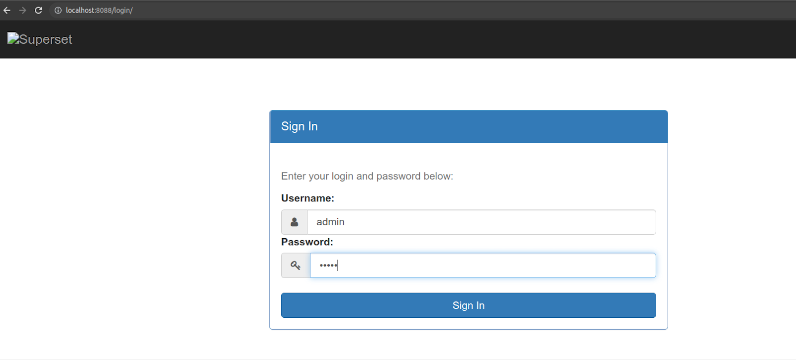 The login page to get started with Apache Superset. Source: Censius AI