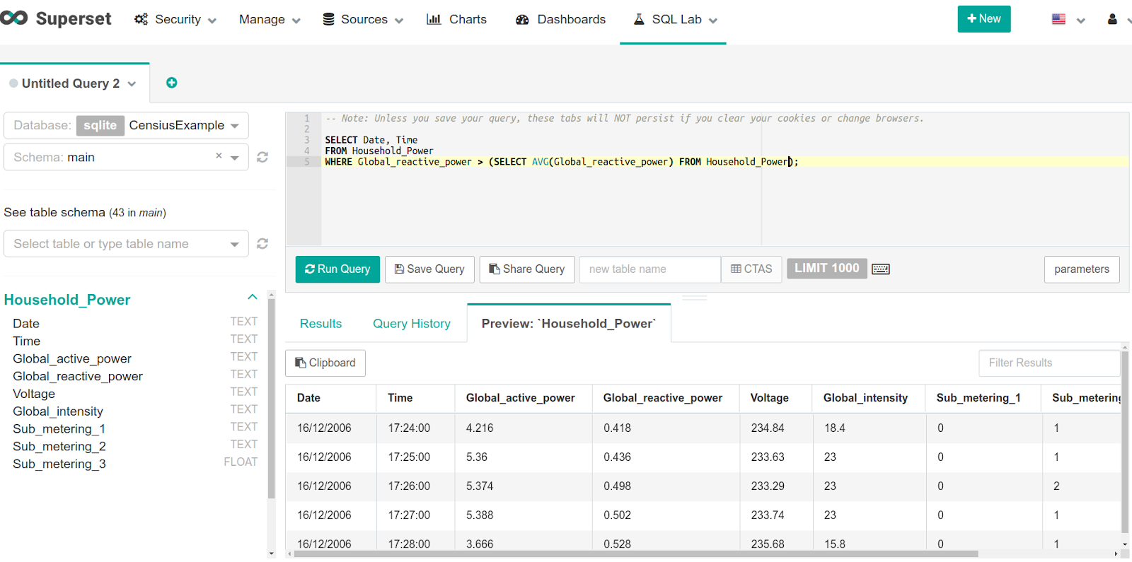 The SQL Editor allows browsing and querying of the records on Apache Superset. Source: Censius AI