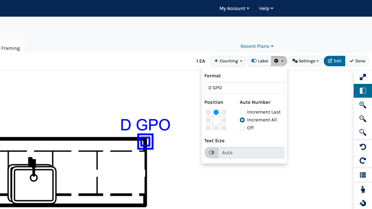 Count Labelling in Groundplan.