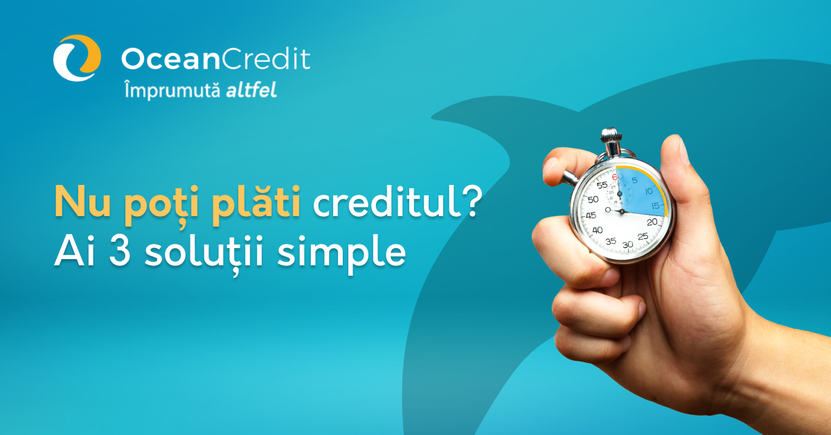 Mana care tine un temporizator. Text img: Nu poti plati creditul? Ai 3 solutii simple
