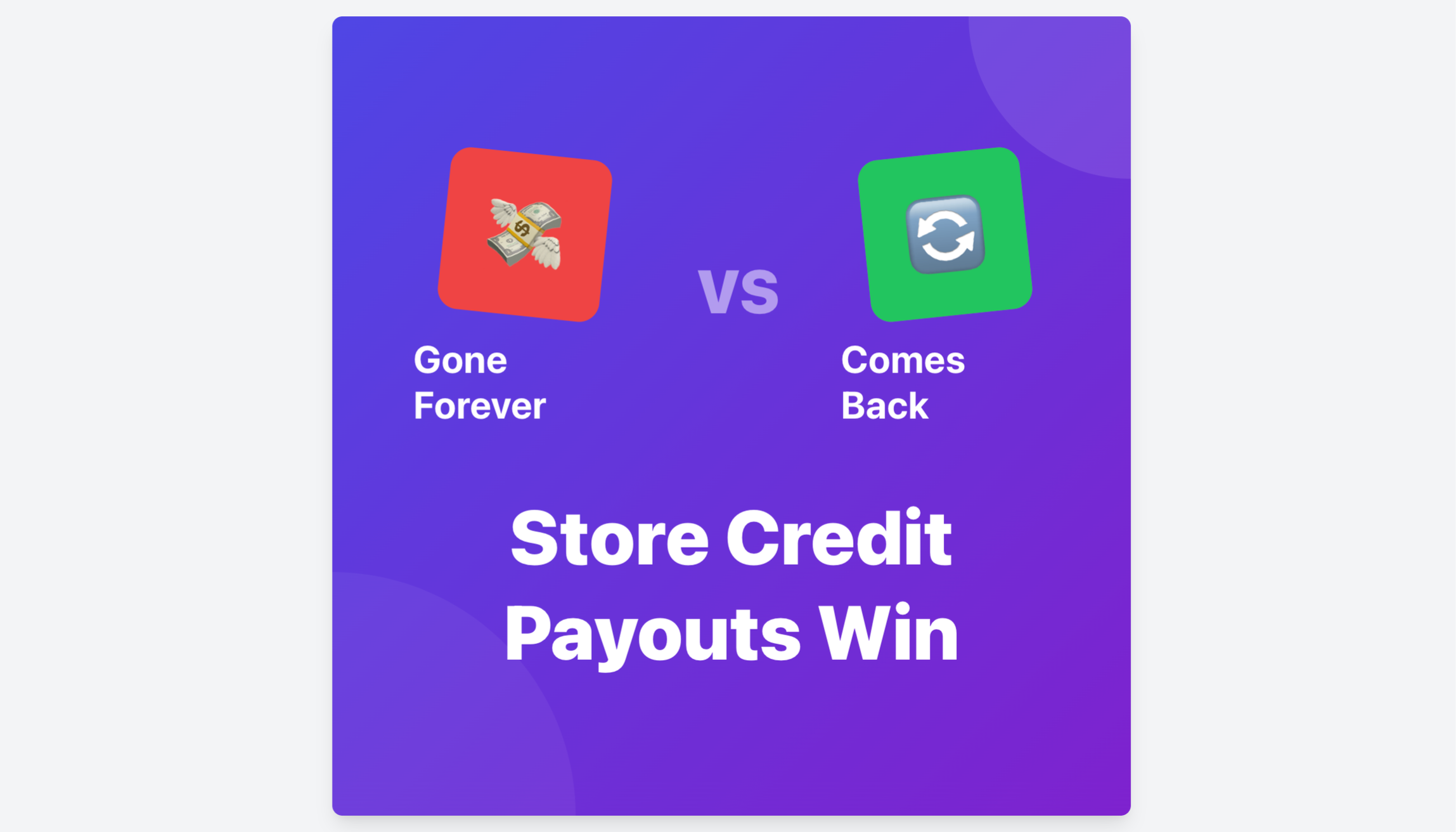 Comparison of cash payouts versus store credit payouts for affiliate programs showing money leaving forever versus revenue returning to brand