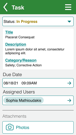 Screenshot of assigned task page in new design