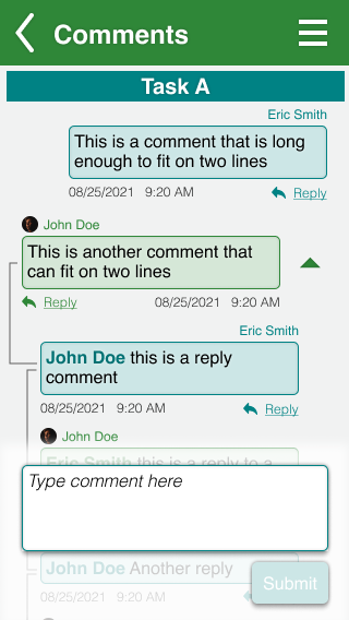 Screenshot of comments page in new design