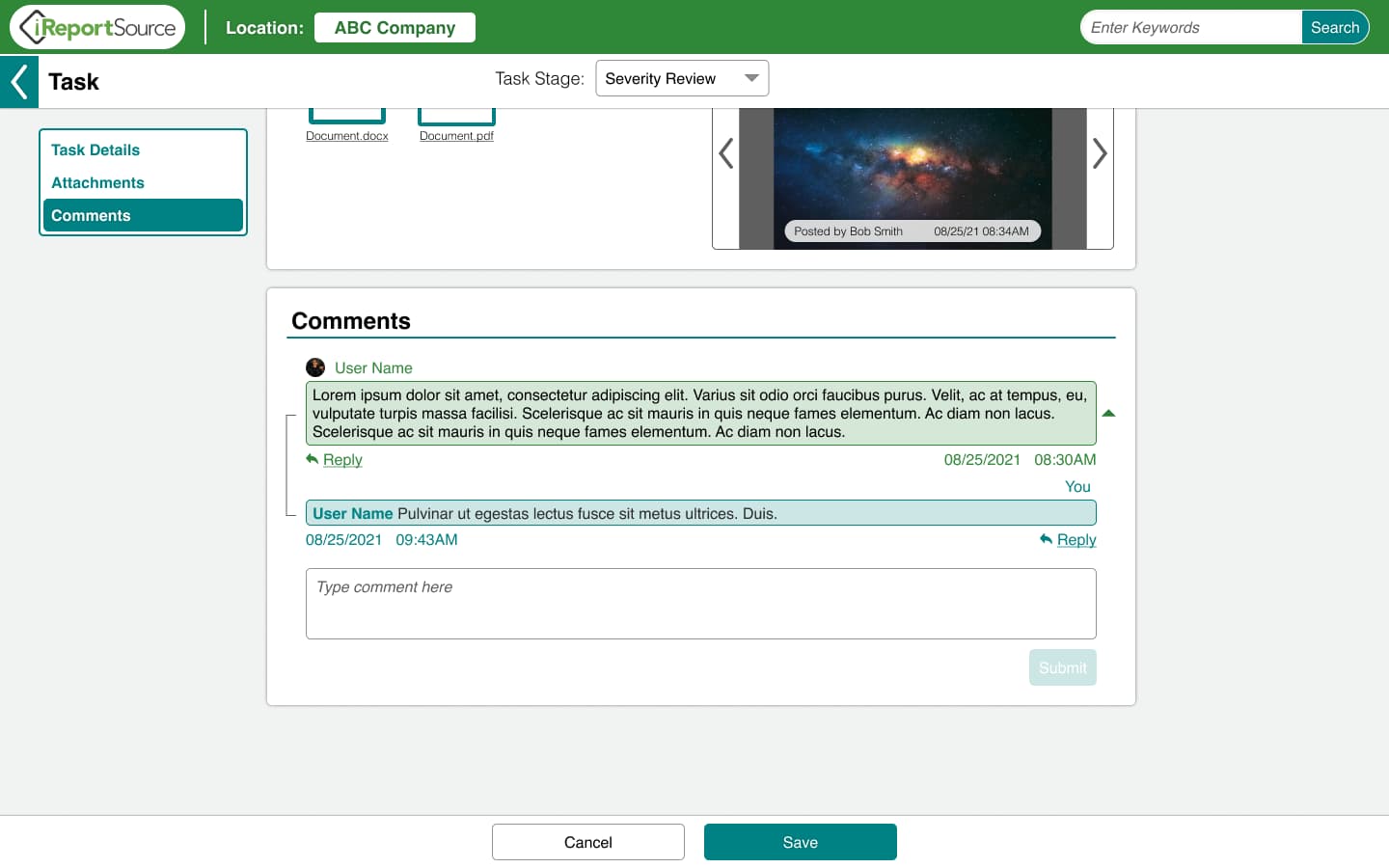 Screenshot of comments section in new design on web