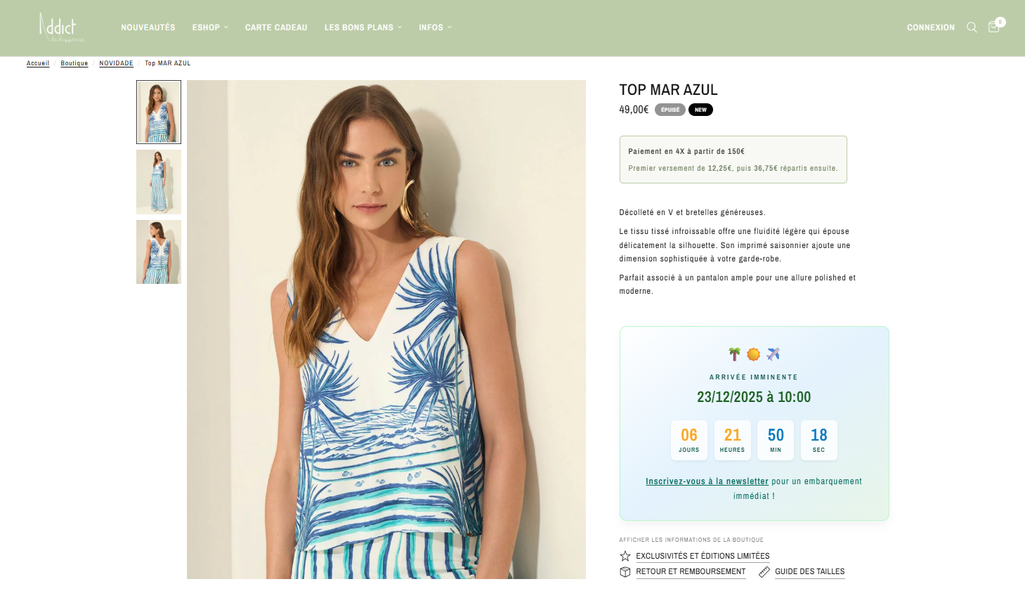 Nouveau site Shopify ADDICT
