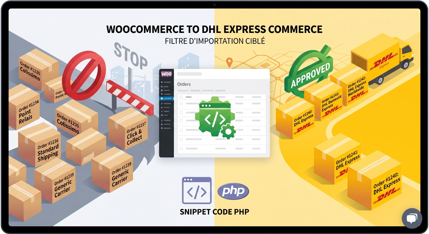 Comment filtrer l'import des commandes WooCommerce dans DHL Express Commerce ?