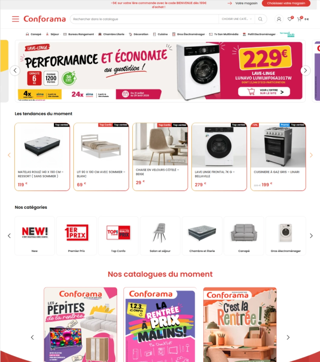 Nouveau site Conforama.re