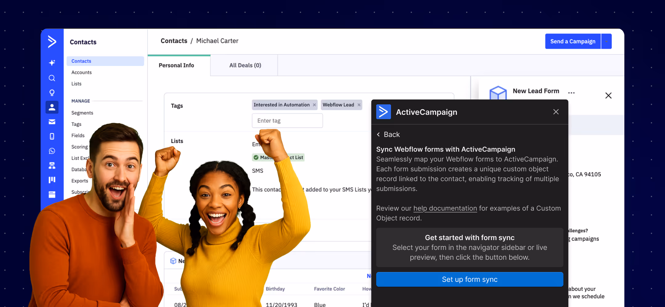 Landing page we created for Sendlane in Webflow.