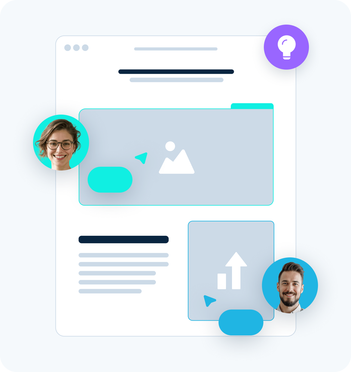 Illustration of a website, including Webflow logo