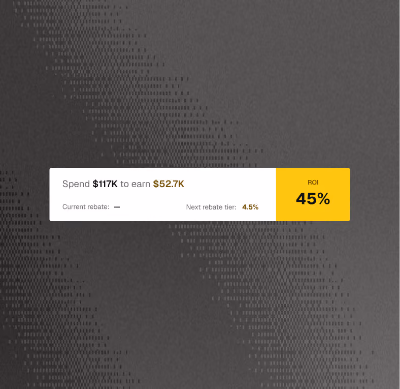 Band rebate opportunity card showing spending required to reach the next tier and potential ROI.