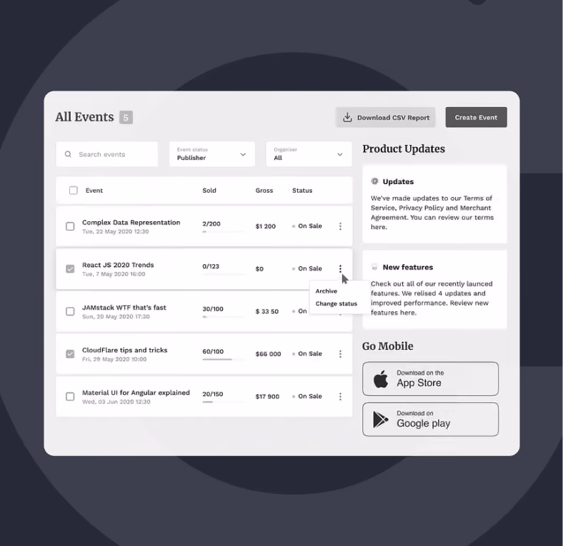 Band imported rows dashboard showing product margin changes and ERP publishing.