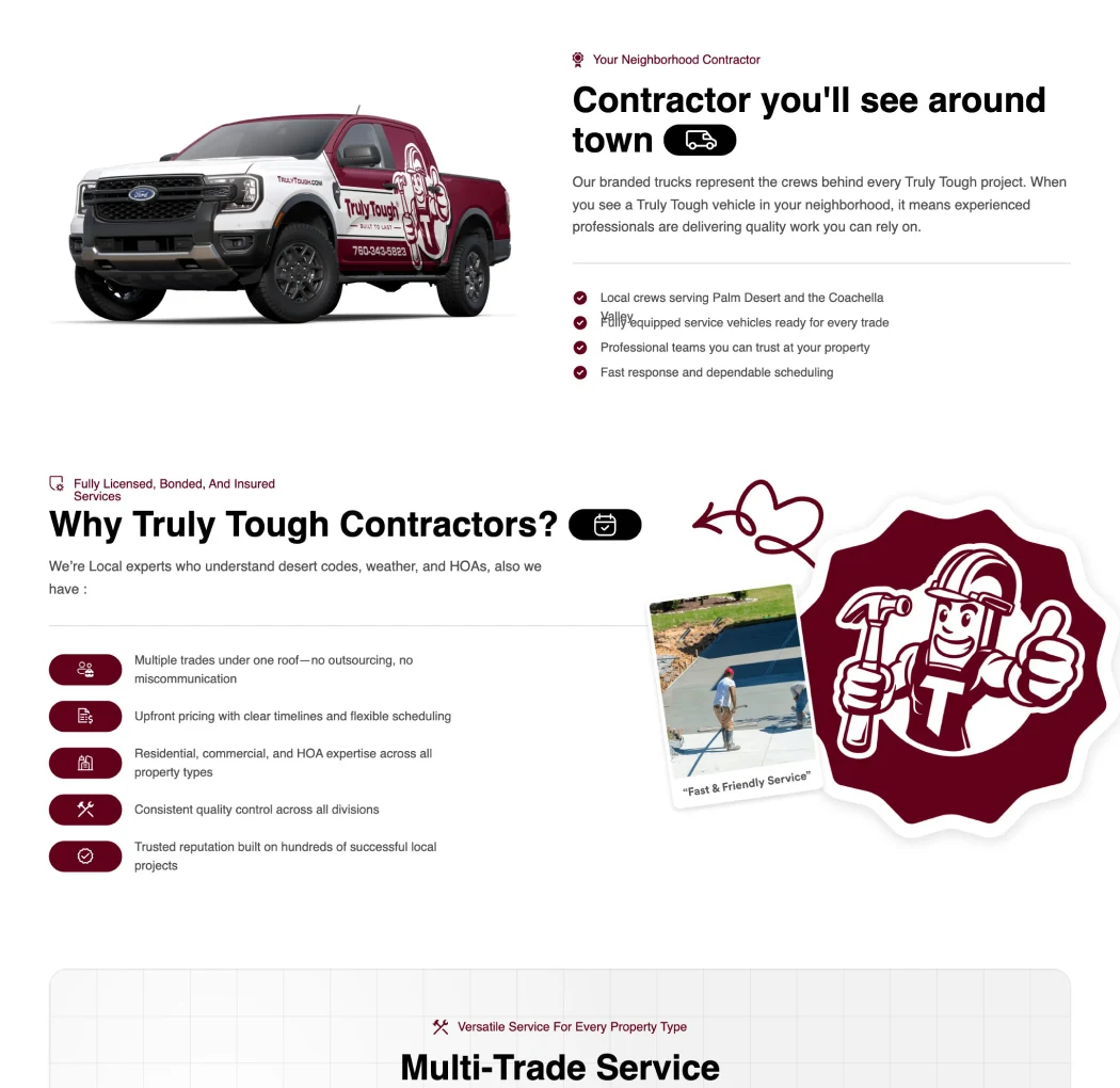 Truly Tough homepage section detail