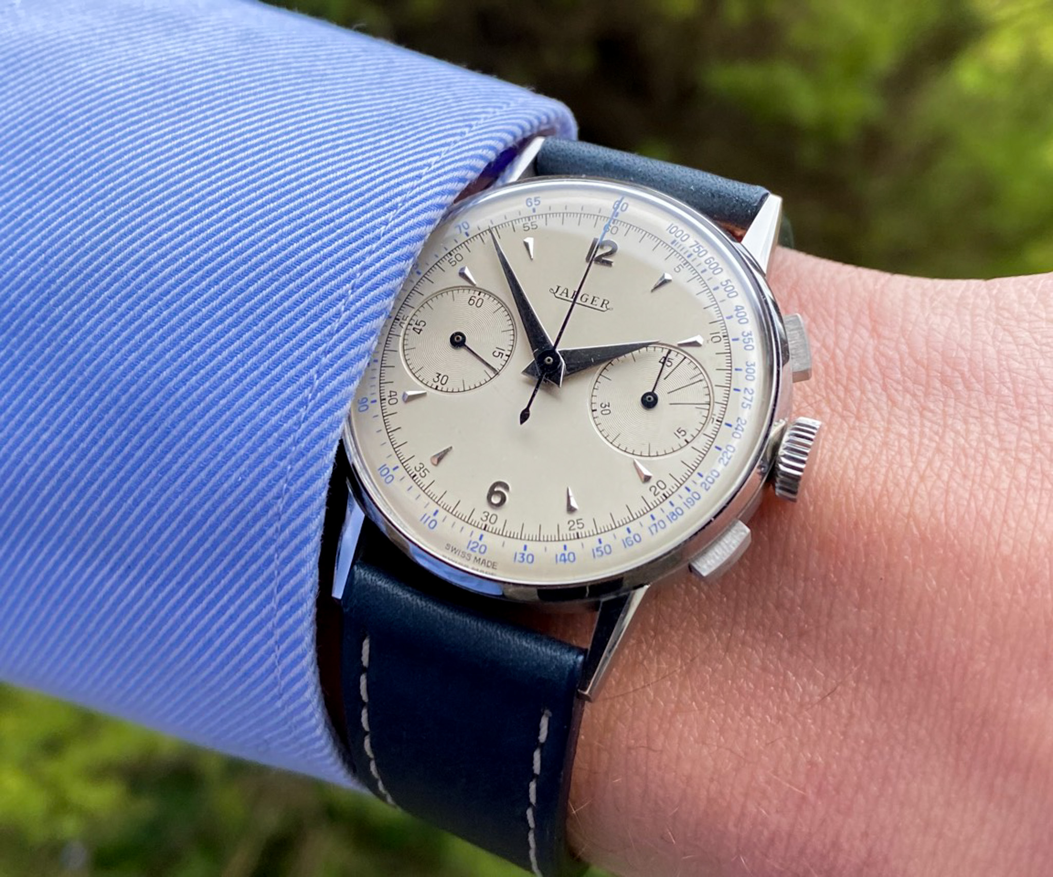 Jaeger Le Coultre Chronograph Steel 1950 Cal. 285