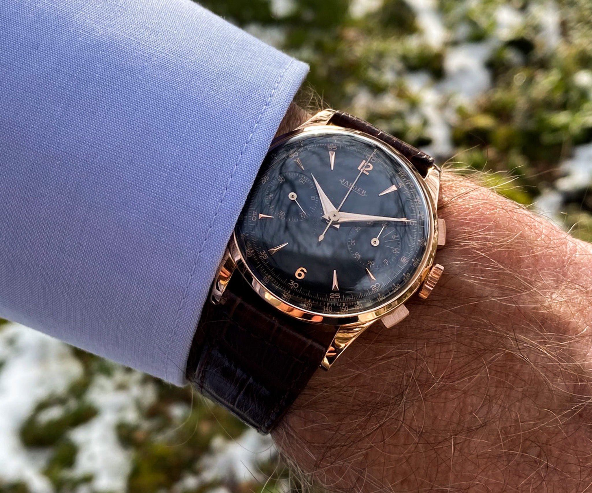 Jaeger Le Coultre Chronograph 18K rose gold 1956 Cal. 285